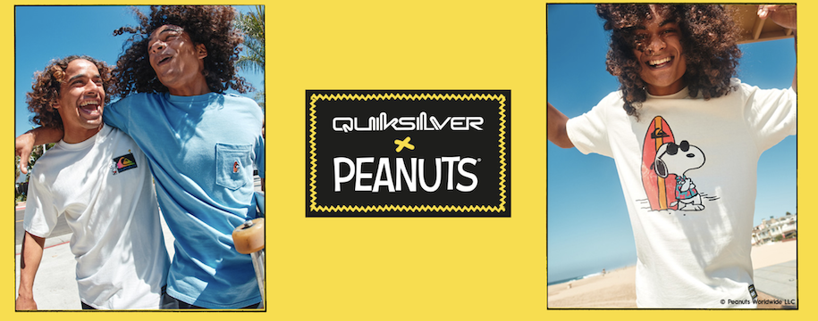 「サーフボードを持ったスヌーピー達が描かれる」QUIKSILVERと生誕70周年 Peanutsのコラボアイテムリリース！